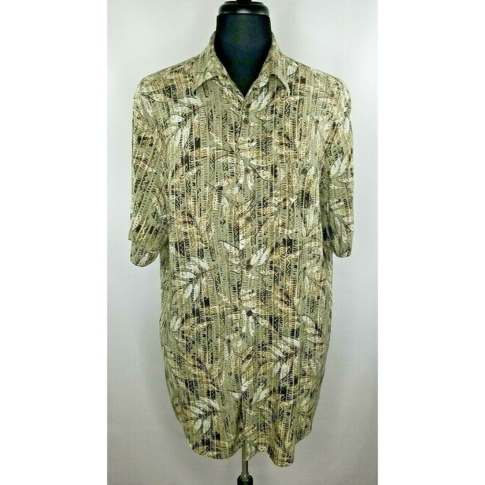 Covington Short Sleeve Shirt Men XL Tall Lightweight Business Casual Olive Green